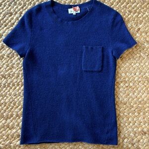 White + Warren navy blue short sleeve cashmere sweater size s small